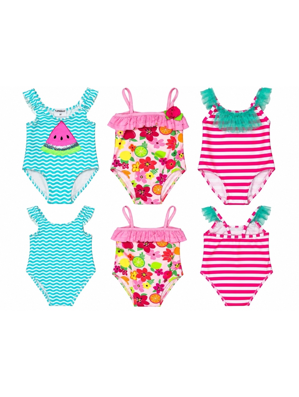 Girls One-Piece Swimsuit Lot of 3Flapdoodles, Circo & Pink Platinum – Size 2T/3T